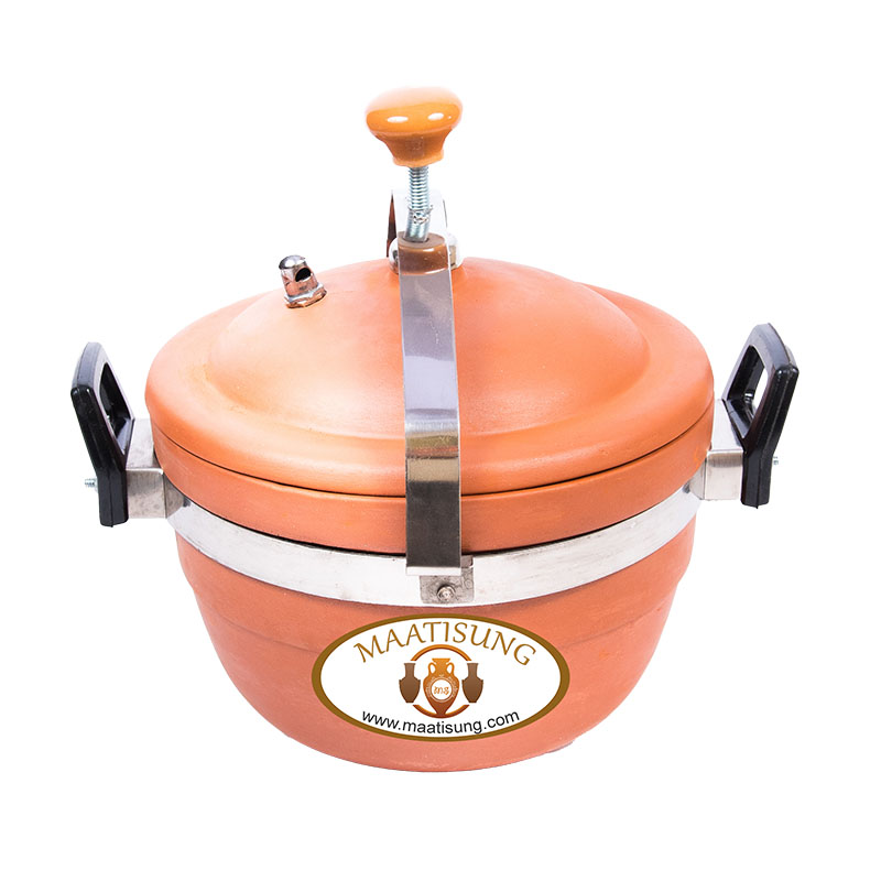 Terravitaindia Clay Pressure Cooker Set 3 Ltr Capacity With 